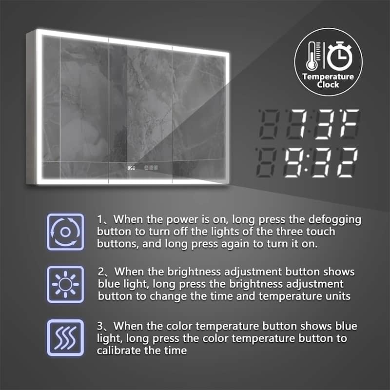 ExBrite Led Lighted Medicine Cabinet Recessed or Surface with Mirrors