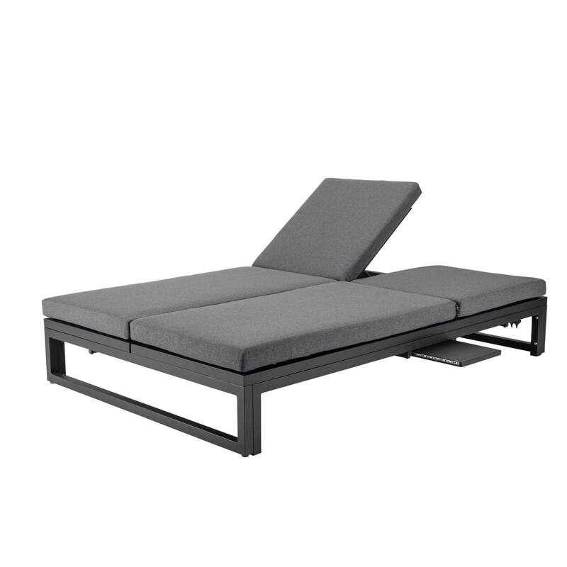 Chelsea Polyester Fabric Outdoor Lounge Chair with Four-Level Adjustable Backrest and Powder-Coated Aluminum Frame