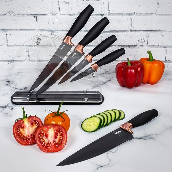 Cheer Collection Stainless Steel Chef Knife Set with Acrylic Stand