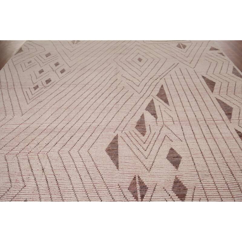 Earth Tone Moroccan Oriental Large Area Rug Handmade Wool Carpet - 9'7"x 13'9"
