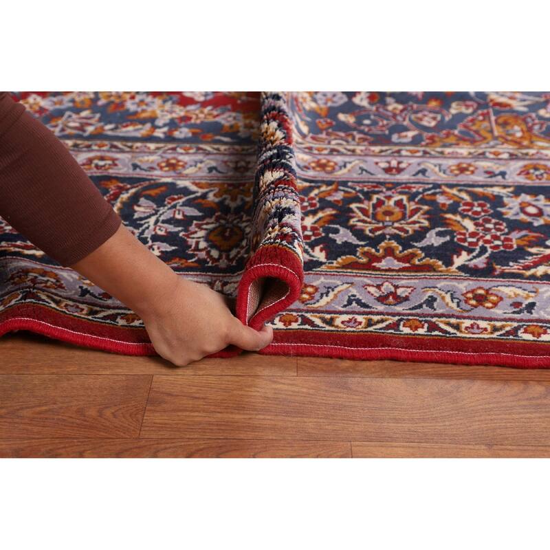 Floral Red Kashan Turkish Rug Machine-Made Medallion Carpet - 9'7" x 12'7"