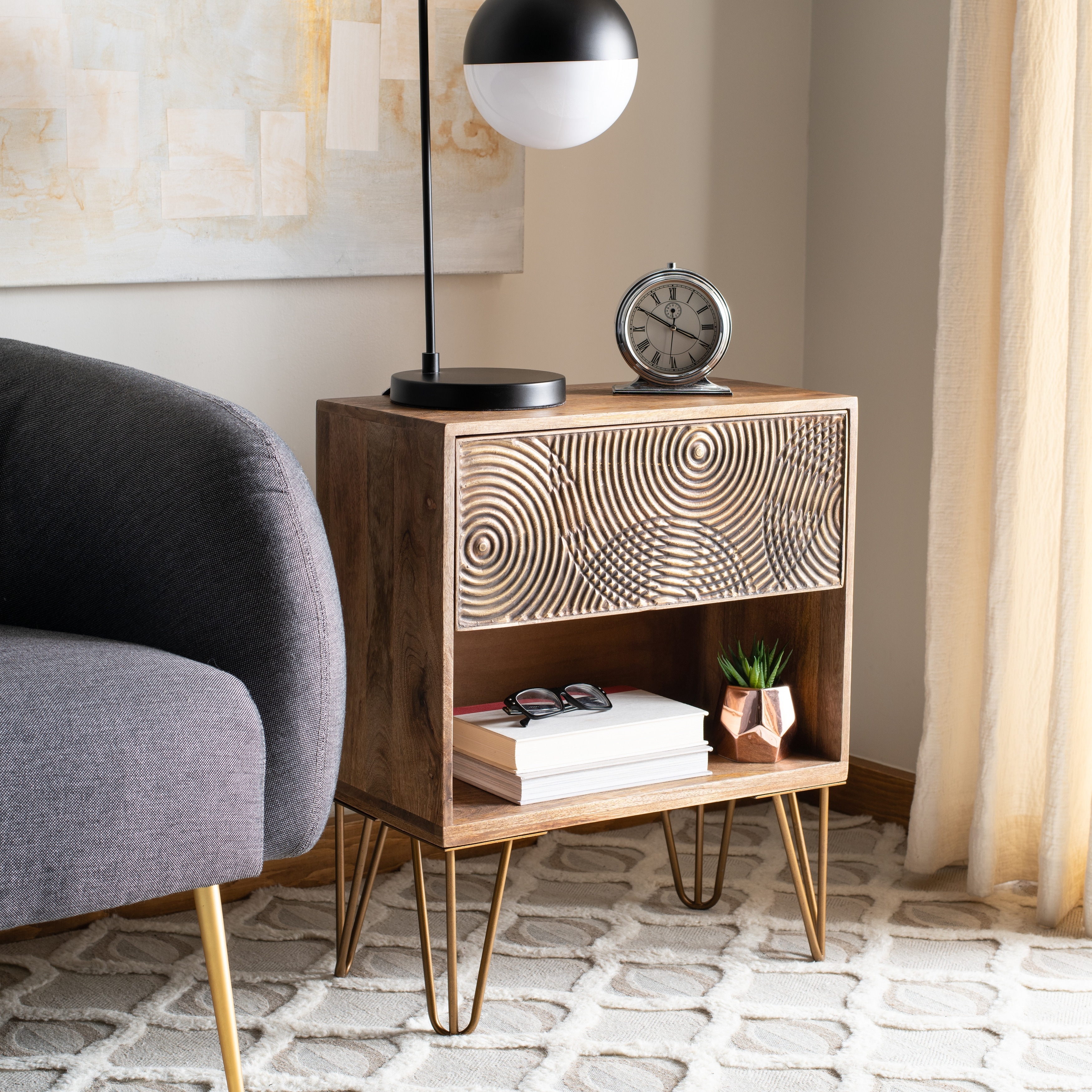 Solene 1 drawer textured clearance nightstand