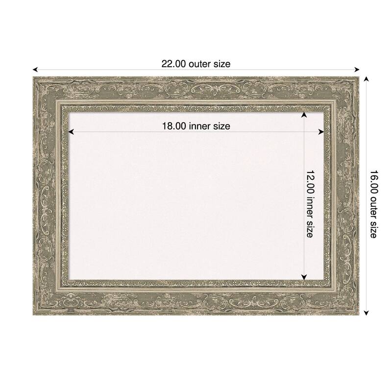 Filigree Silver Framed Cork Board - Bulletin Board, Organization Board, Pin Board - White - 22 x 16 in