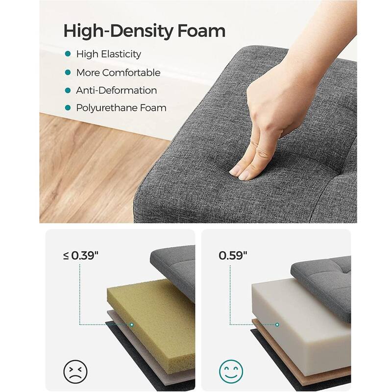 11.8-Inch Foldable Storage Square Ottoman with Tufted Design Perfect for Bedroom or Dressing Room