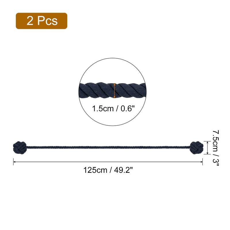 2Pcs Curtain Tiebacks Rope w Double Ball for Indoor/Outdoor Curtains