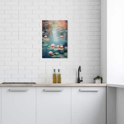 Wynwood Studio Canvas Floral and Botanical Tranquil Lily Pads Blue and Teal Modern & Contemporary Wall Art Canvas Print