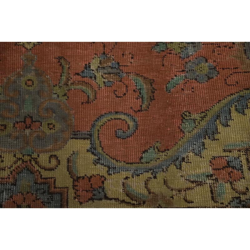 Hand Knotted Oriental 100% Wool Carpet Traditional Floral Oranges & Rust Tabriz Area Rug - 12' 8'' X 9' 4''