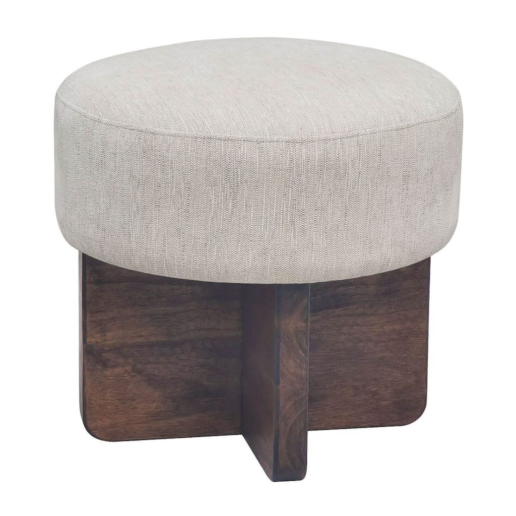 Pebble Upholstered Walnut Stool