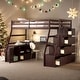 preview thumbnail 15 of 41, Impression & Beautiful Twin Playhouse Loft Bed with 7 Drawers 2 Shelves and Desk, Sturdy Construction & Unique Design, White Espresso