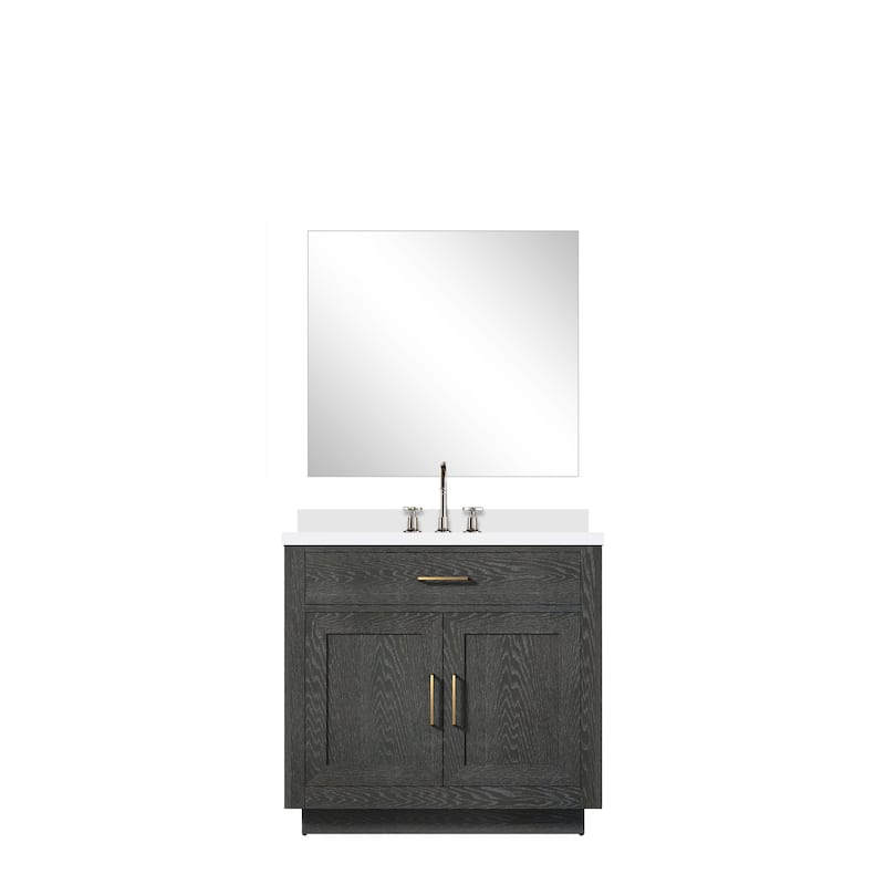 Abbey Bath Vanity with Quartz Top, Sink, Mirror and Faucet
