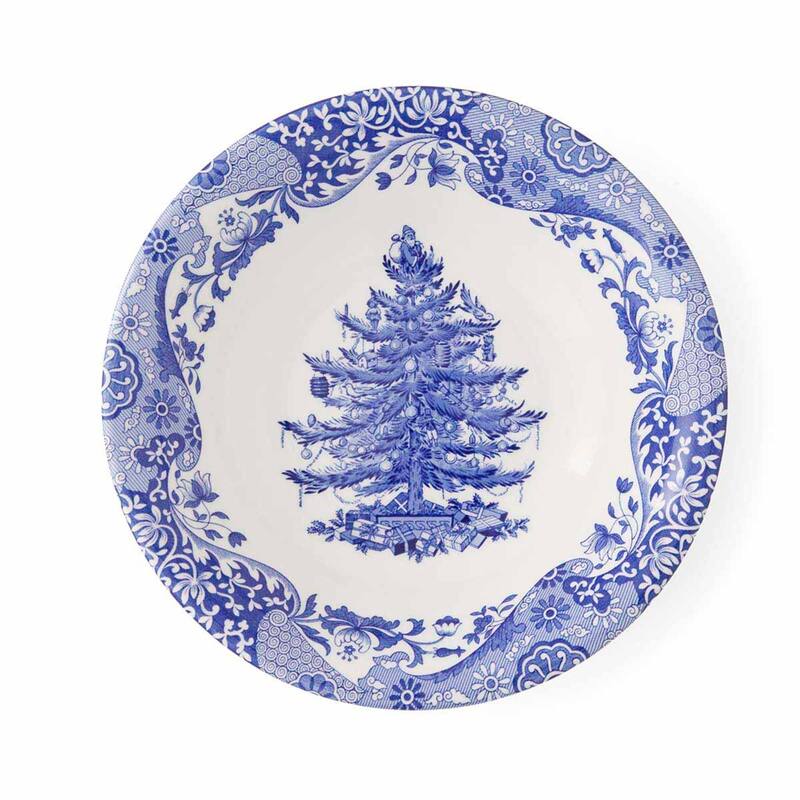 Spode Blue Italian Christmas Tree Bowl - 7.9-Inch - 7.9-Inch - Blue & White