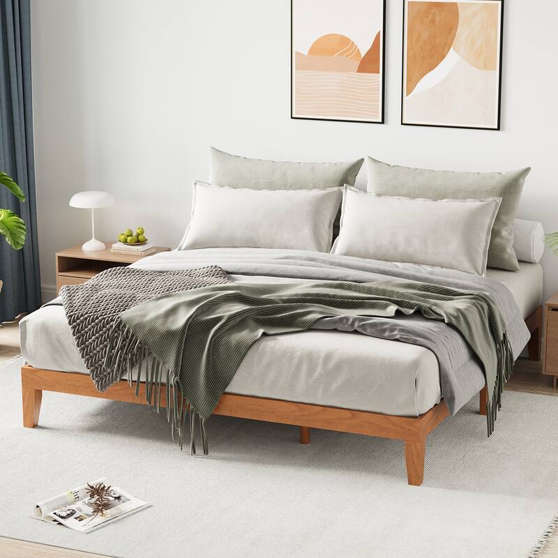 12" Wood Platform Bed Frame - California King, No Box Spring, Easy Assembly​