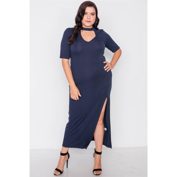 mock neck maxi dress