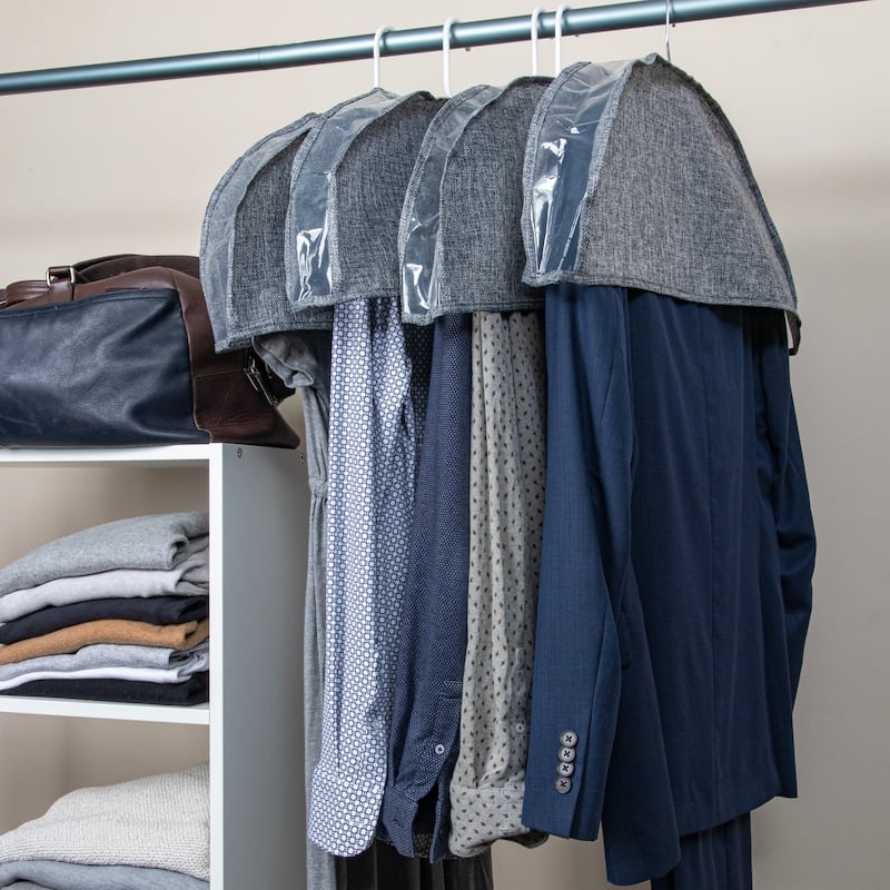 Household Essentials Hanging Garment Shoulder Dust Covers for Closet - 24.0"L x 3.0"W x 10.0"H