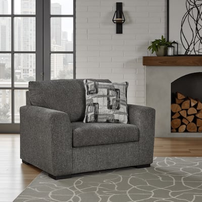 Iqay Oversized Accent Chair, 1 Throw Pillow, Pewter Gray Polyester