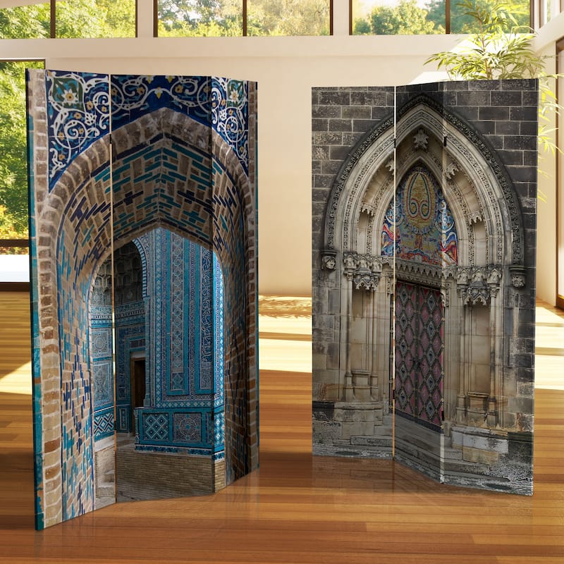 Handmade 6' Double Sided Heavenly Archways Canvas Room Divider
