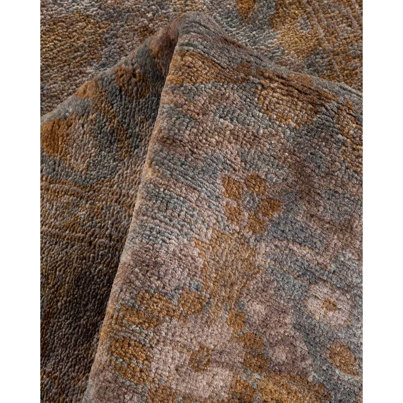 Overton Hand Knotted Wool Vintage Inspired Modern Contemporary Overdyed Gray Runner Rug - 2' 8" x 12' 8"