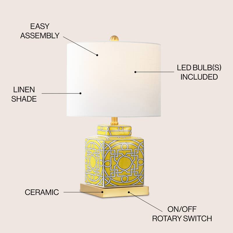 Stockholm 22" Ceramic/Metal Ginger Jar LED Table Lamp, by JONATHAN Y