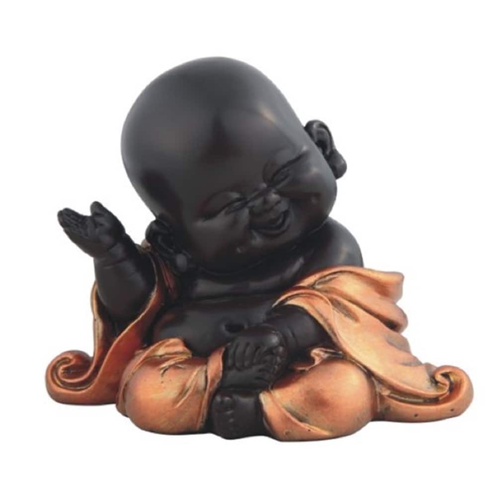 Q-Max 4"W Little Buddhist Monk in Golden and Black Statue Feng Shui Decoration Religious Figurine