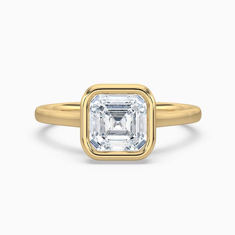 Auriya 14k Gold Lab Grown Asscher Diamond Bezel Unique Hidden Halo Engagement Ring 1.00 to 5.00 ct. tw. (F-G, VS) - 4 - 4.00 carats - Yellow