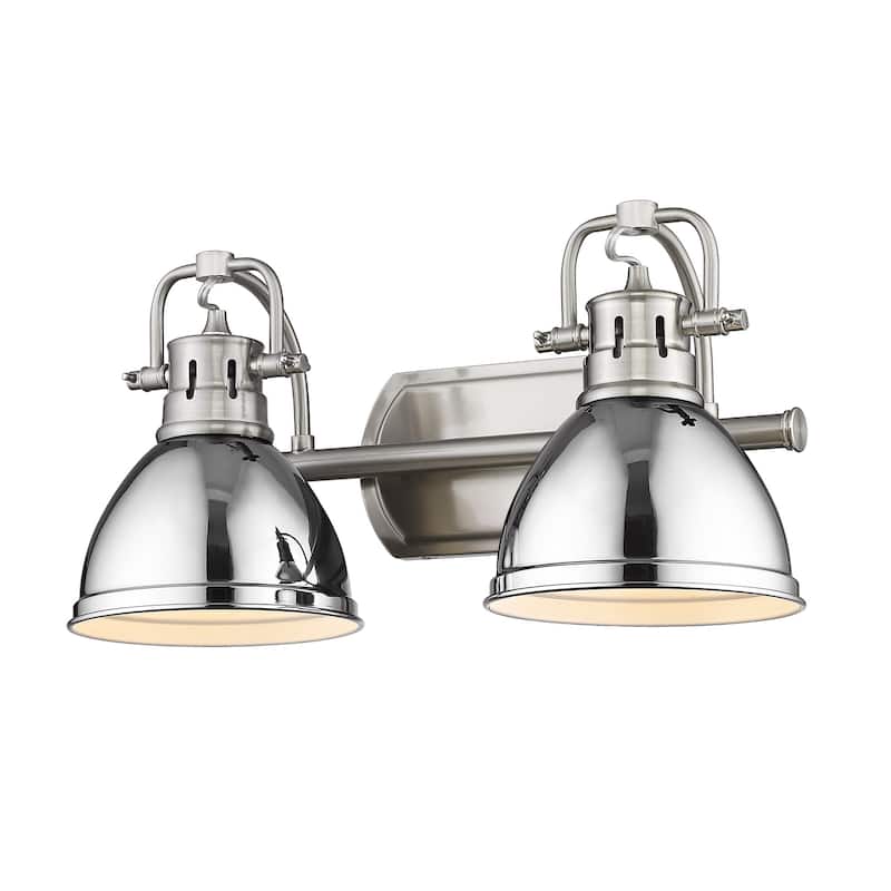 Duncan 2-Light Bath Vanity - Pewter with Chrome Shades