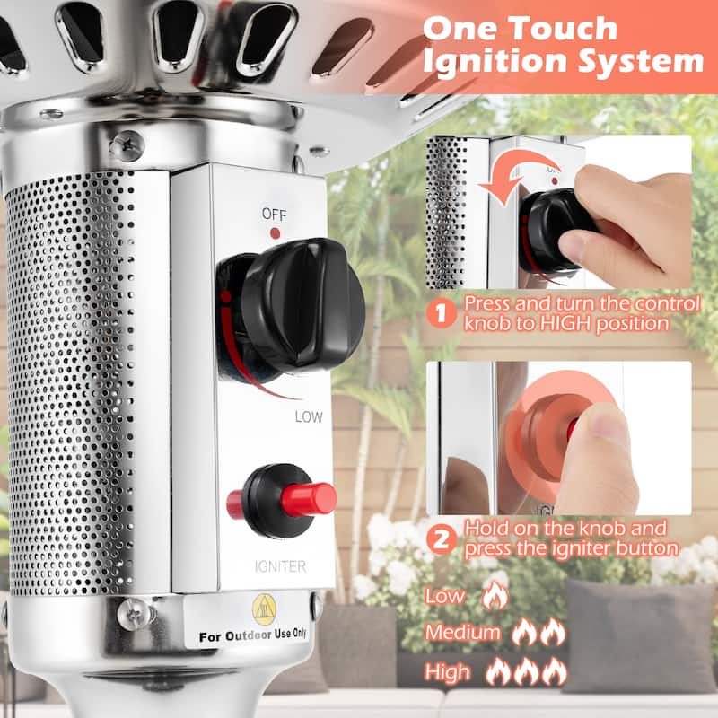 50000 BTU Propane Patio Heater with Round Table Design Adjustable Temperature Control Knob - 32" x 87"
