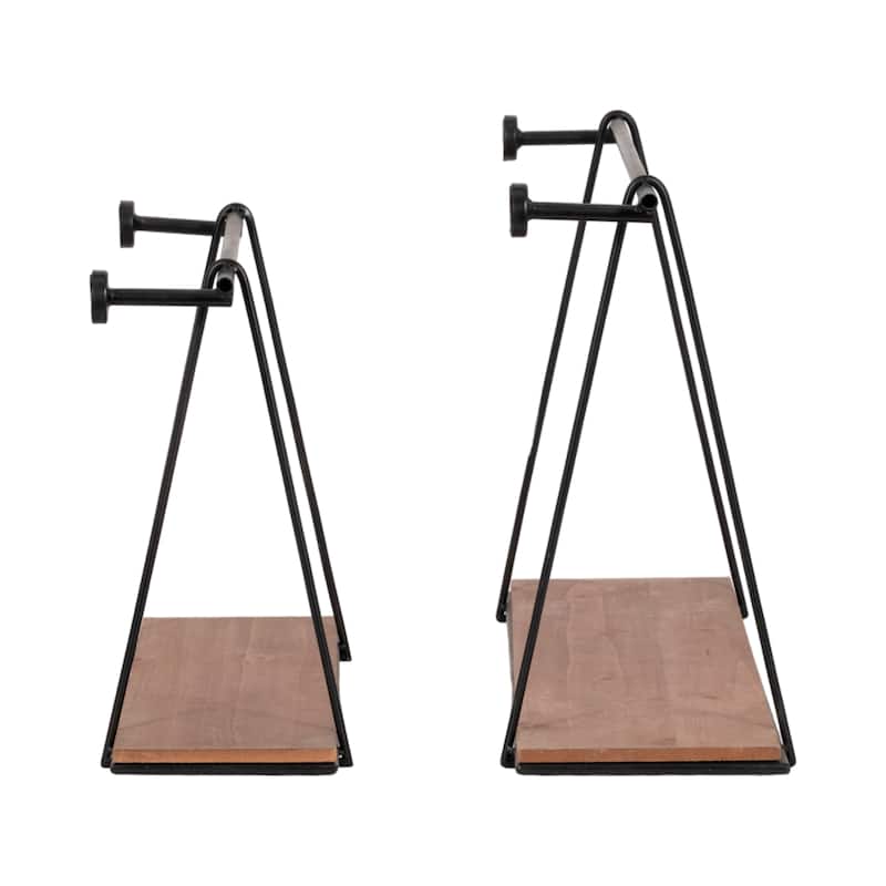 Wood Swing Like Wall Shelves Set of 2 - Black, 12/14" - 24.0"