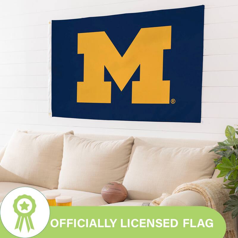 University Of Michigan Single Sided Flag w/ 2 Grommets, 3'x5'