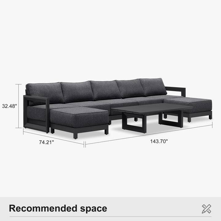 PURPLE LEAF Caesar Grey Sofas Sectionals 4-18 Piece with 9.6" Thick Cushion for Yard Porch Deck Outdoor Patio Conversation Sets