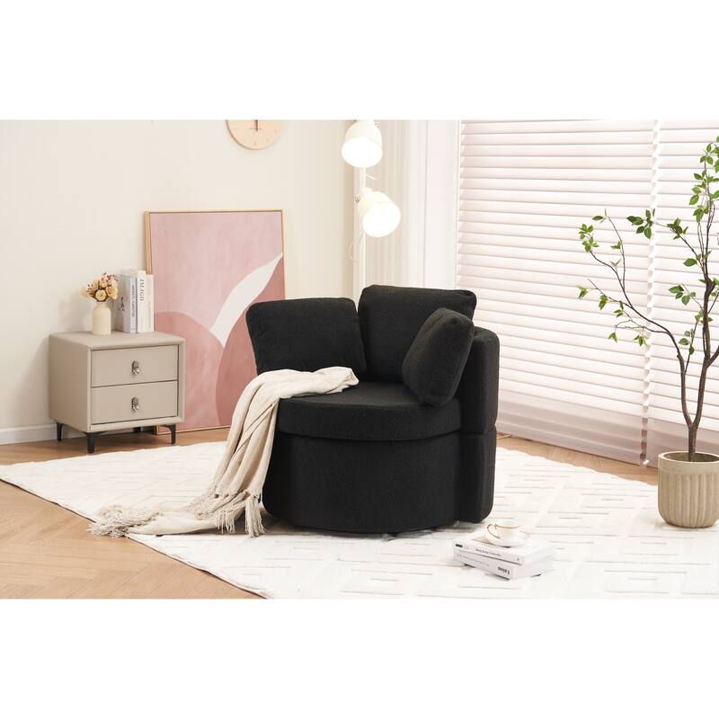 31.5" Swivel Barrel Chair with Storage