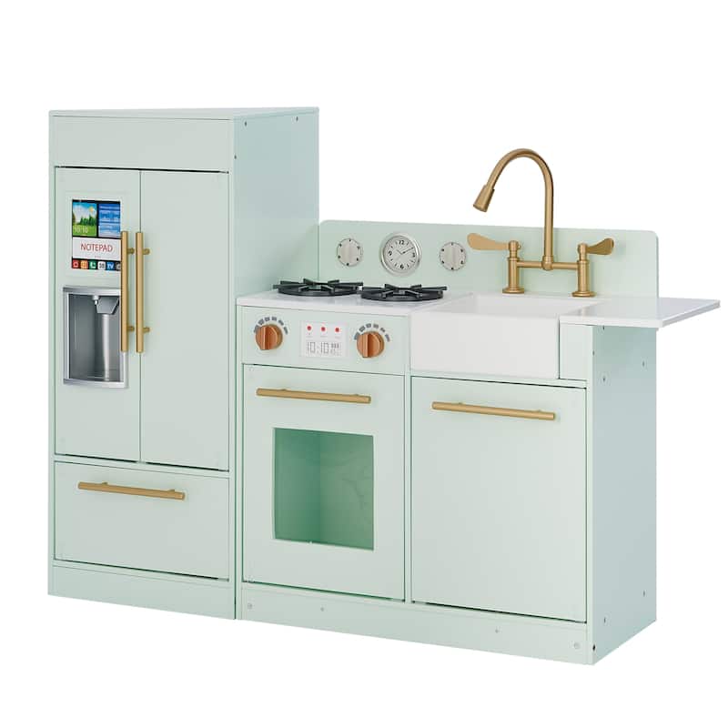 Teamson Kids - Little Chef Charlotte Modern Play Kitchen - Mint / Gold - 41.61" L x 11.81" W x 31.89" H