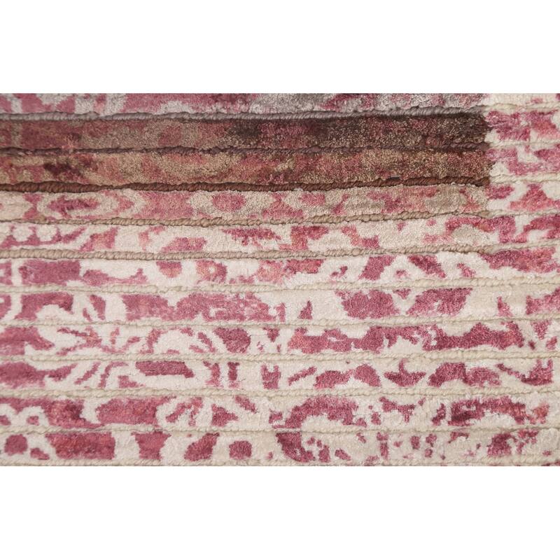 Striped Abstract Accent Rug Handmade Modern Wool Carpet - 2'8"x 4'9"