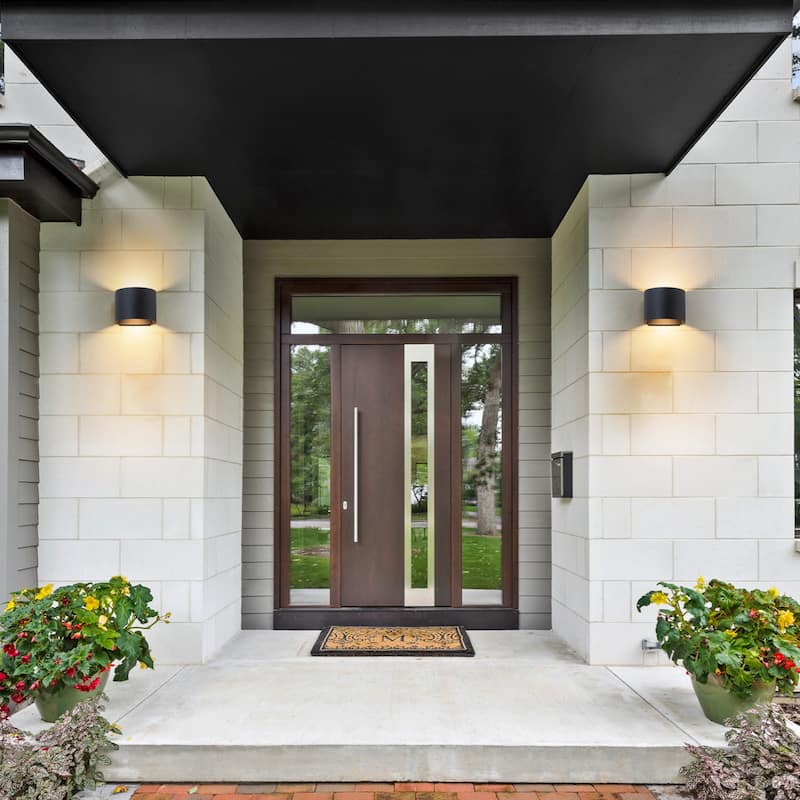 Modern 1-Light Cylinder LED Outdoor Wall Light - 4.5-in H x 5.8-in W x 5.1-in D