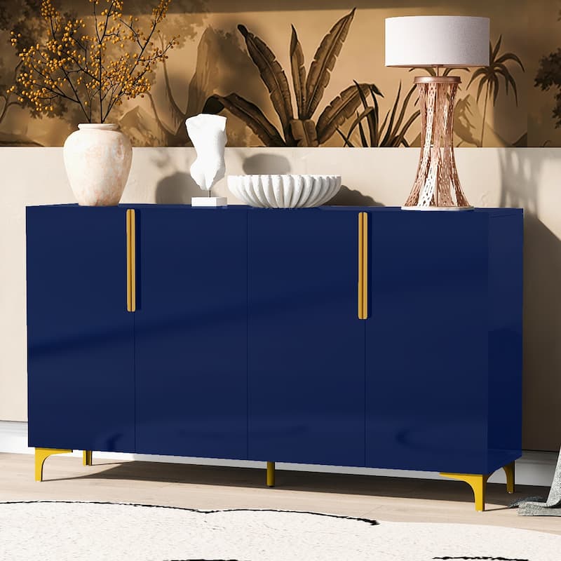 A Glossy Finish Light Luxury Storage Cabinet, Adjustable, Suitable for Living Room, Study, Hallway.