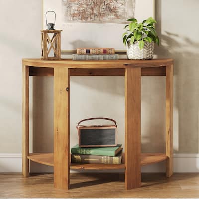 41.3 Inch Solid Wood Half-moon Console Table for Entryway - 15.75"D x 41.34"W x 31.5"H
