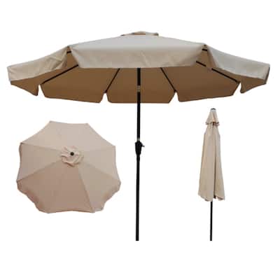 10ft Patio Umbrella Market Table Round Umbrella with Crank and Push Button Tilt