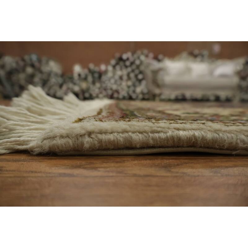 Hand Knotted Oriental 100% Wool Carpet Traditional Animal Pictorial Navy Blue & Blues Tabriz Area Rug - 7' 9'' X 6' 7''