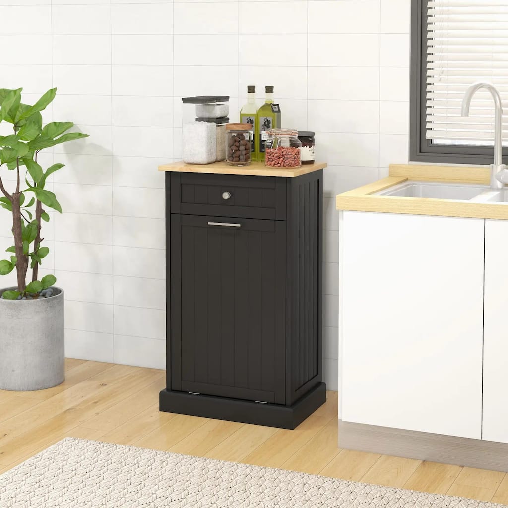 Kitchen Tilt Out Trash Bin Cabinet Free Standing Recycling Trash