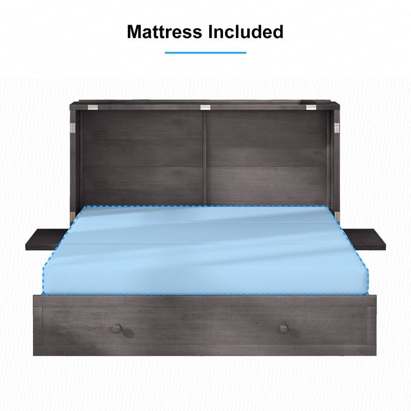 Mixoy Murphy Bed,Cube Cabinet Chest Bed with Charging Station