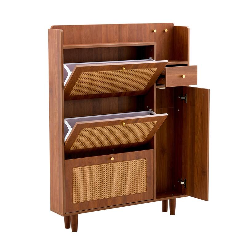 Minimalist storage cabinet, Japanese-style wicker shoe cabinet