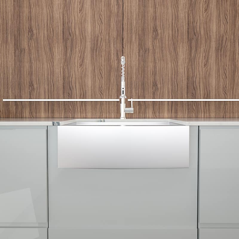 33" Apron Front Ledge Workstation Low Divide Double Bowl 50/50 16 Gauge Stainless Steel Farm Kitchen Sink - 33'' x 22" x 10''