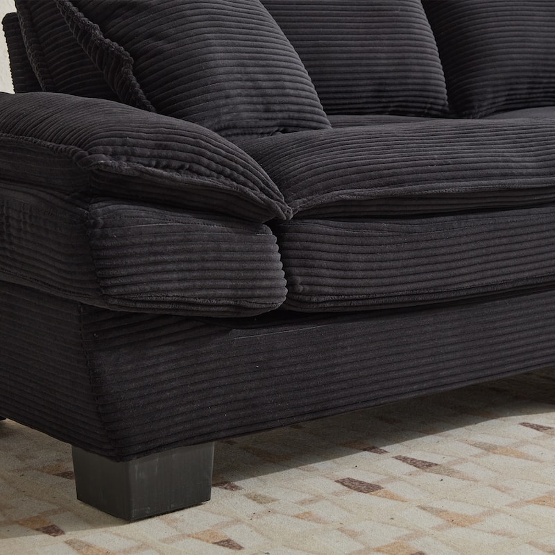 Corduroy Upholstered Loveseat Sofa, 2 Seater Sofa with Pillows, Deep Seat Sectional Sofa with Removable Cushions