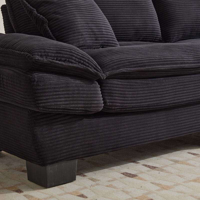 Durable 2-Seater Corduroy Couch with Broad Plastic Legs & Spacious 23-inch Seat