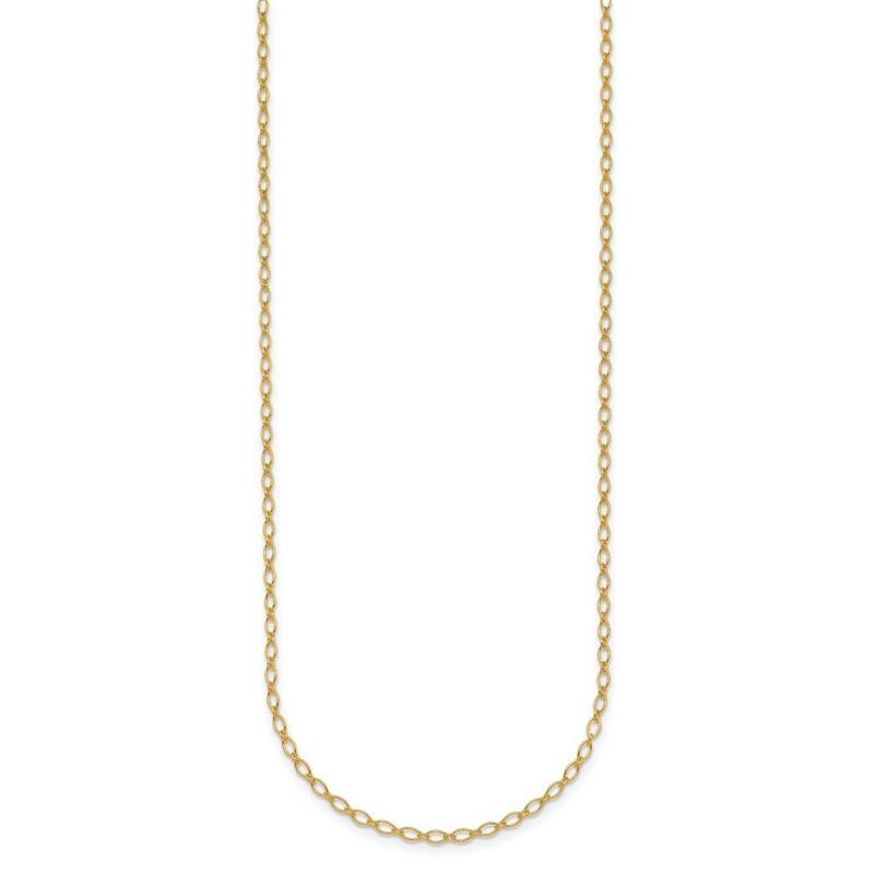 Curata Italian 14k Yellow Gold 1.9mm Oval Link Chain Necklace For Women (Lobster)