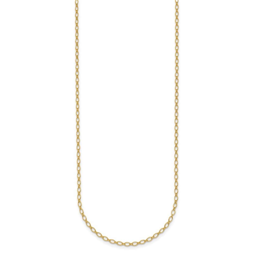 Curata Italian 14k Yellow Gold 1.9mm Oval Link Chain Necklace For Women (Lobster)