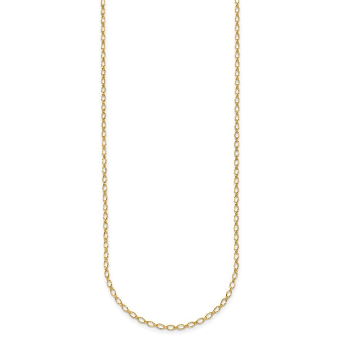 Curata Italian 14k Yellow Gold 1.9mm Oval Link Chain Necklace For Women