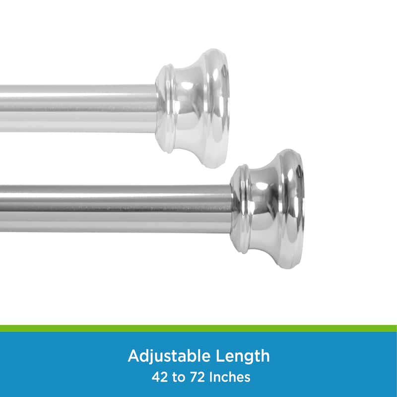 Kenney Twist & Fit No Tools Bell End Camlock Tension Shower Curtain Rod, 42-72" - Chrome