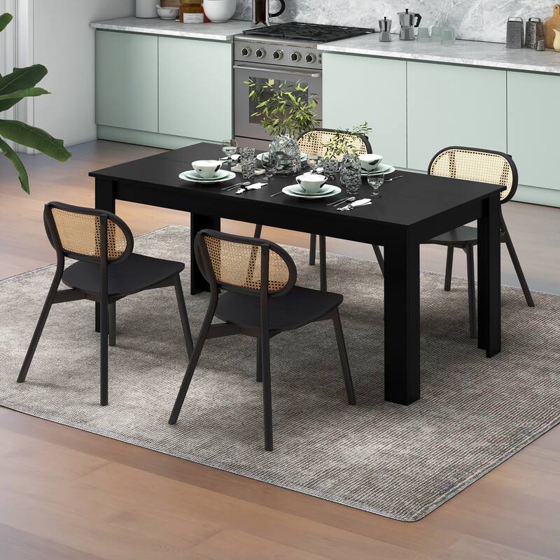 Gymax 63'' Dining Table Rectangular Modern Kitchen Table For 6 People - Coffee - See Details