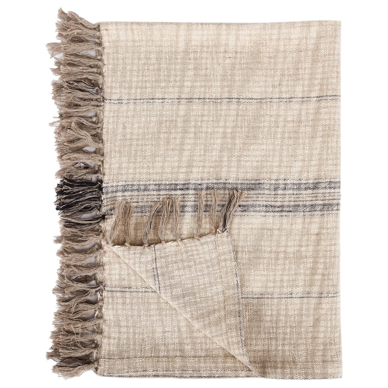 Lea 50"x 70" Throw Blanket by Kosas Home - Natural/Black