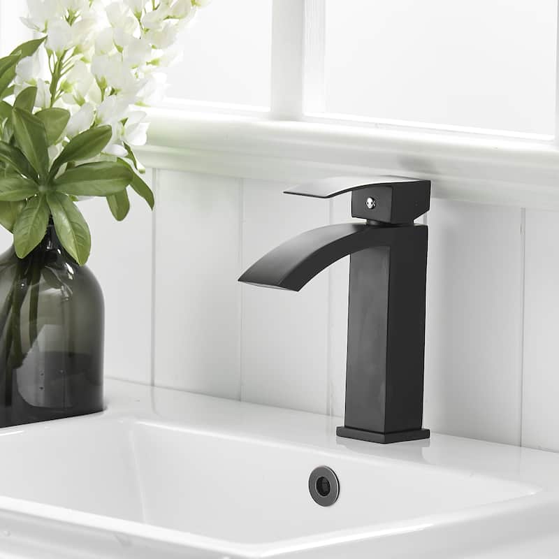 Black Bathroom Faucet, Brushed Black Faucet for Bathroom Sink, Black Single Hole Bathroom Faucet Modern Single Handle